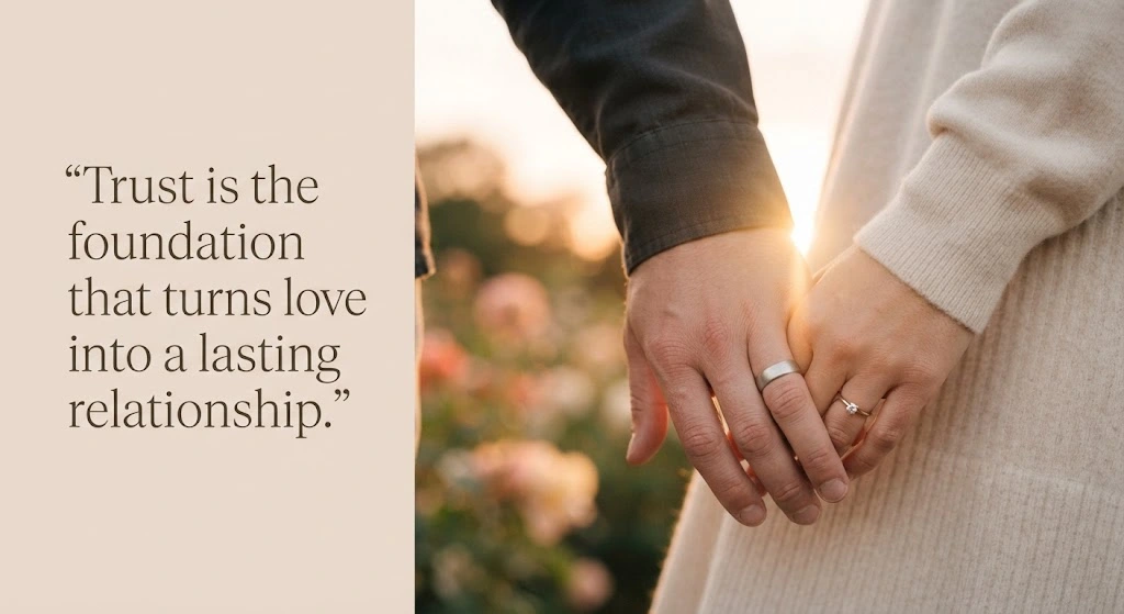 couple holding hands with trust and love