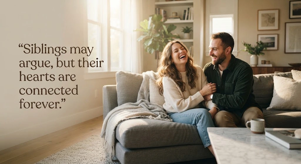 siblings laughing together at home
