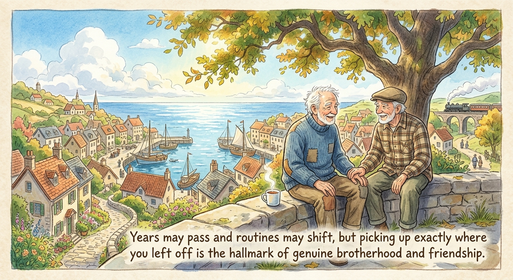 Years may pass and routines may shift, but picking up exactly where you left off is the hallmark of genuine brotherhood and friendship
