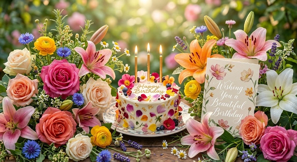 birthday wishes with flower