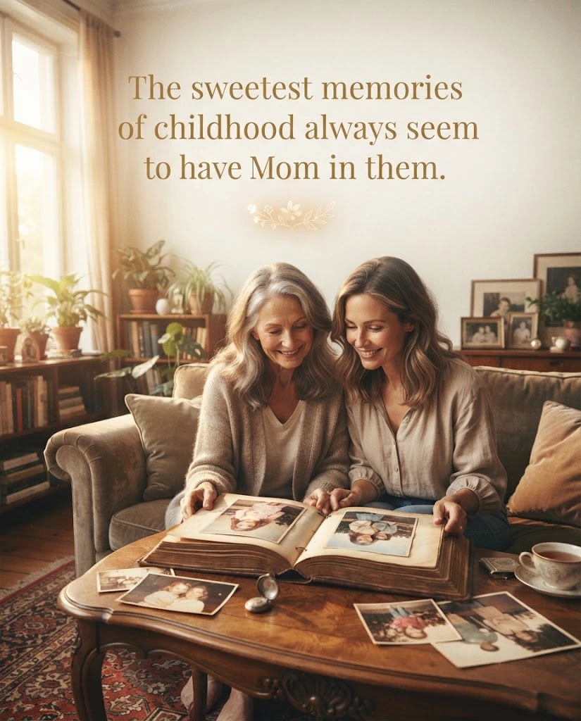 Emotional quotes for mother with a mother and daughter remembering childhood