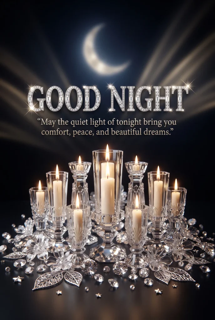 good night wishes 4k images in candles style